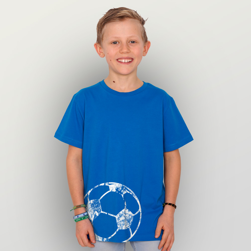 Kinder T-Shirt in und Fair und Bio Mode - mehr HANDGEDRUCKT Fußball 
