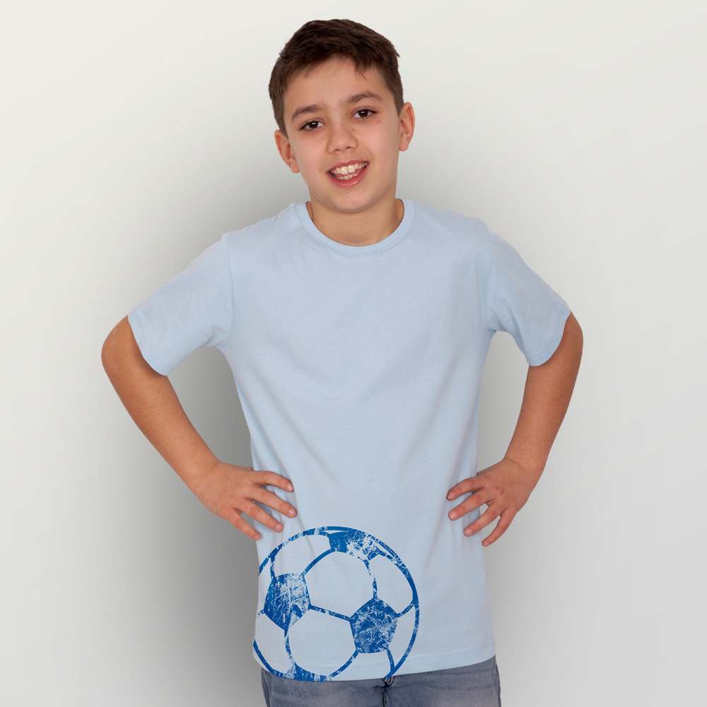 Kinder T-Shirt Fußball mehr - Mode HANDGEDRUCKT Fair | in Bio und und